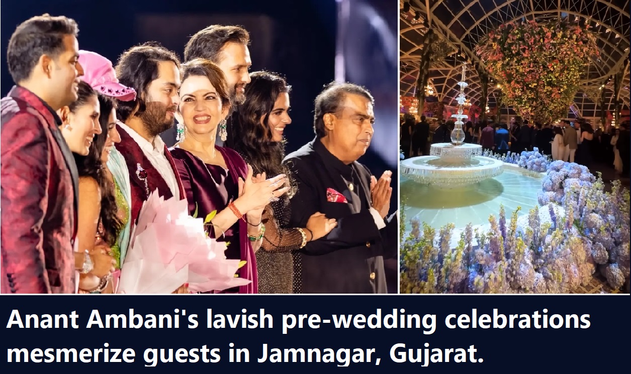Anant Ambani's lavish pre-wedding celebrations mesmerize guests in Jamnagar, Gujarat.